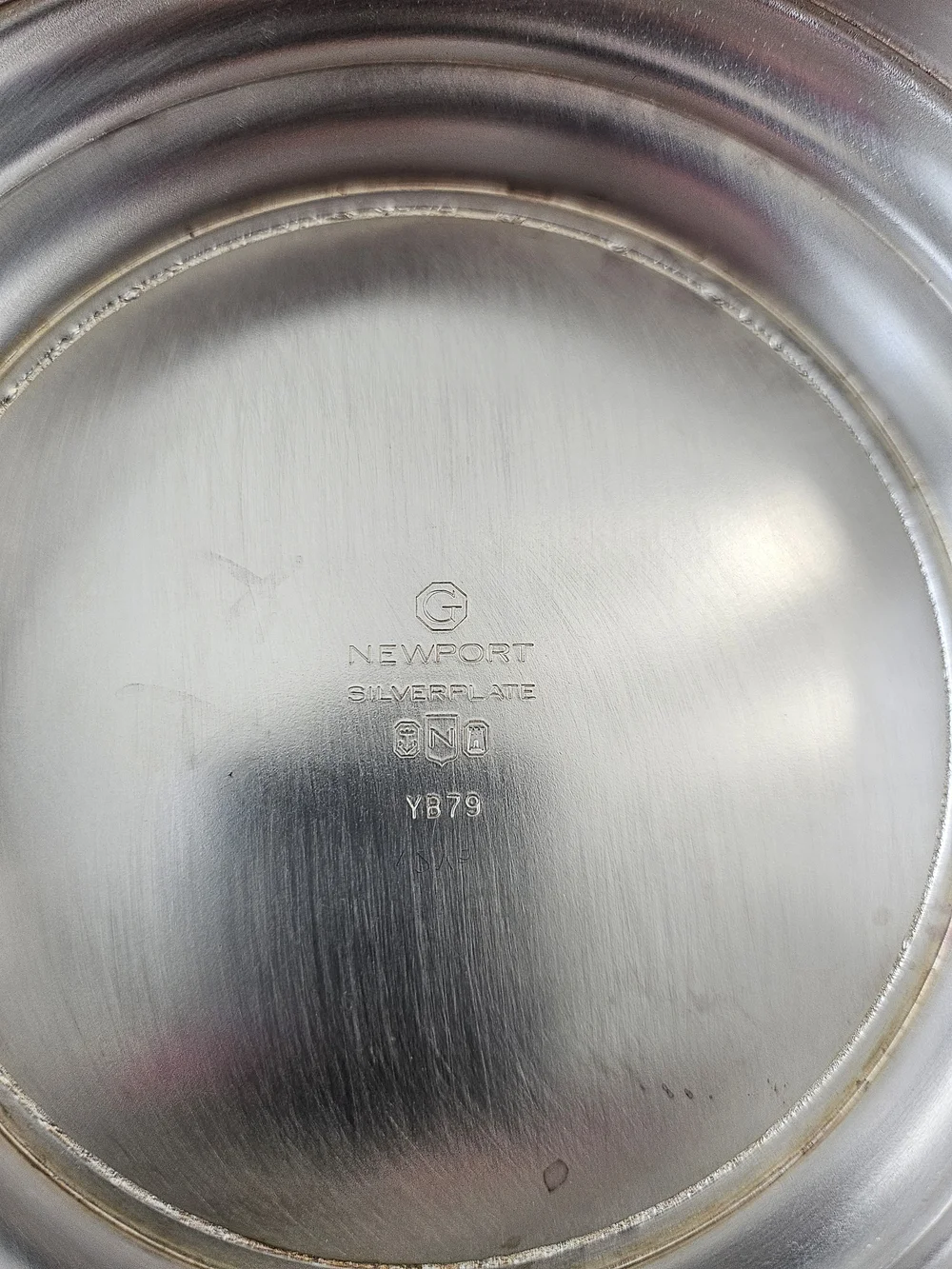 VTG Newport Gorham Silverplate Teal Green Enamel Lined Paul Revere Bowl 8.5